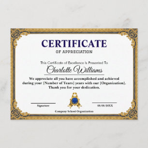 Classic Gold Blank Certificate Frame Printable