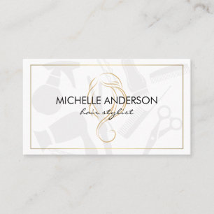 Classic Gold Border Hair Stylist Business Card