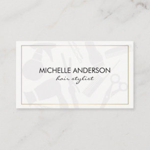 Classic Gold Border Hair Stylist Business Card