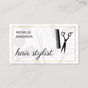 Classic Gold Border Hair Stylist Salon Business Card