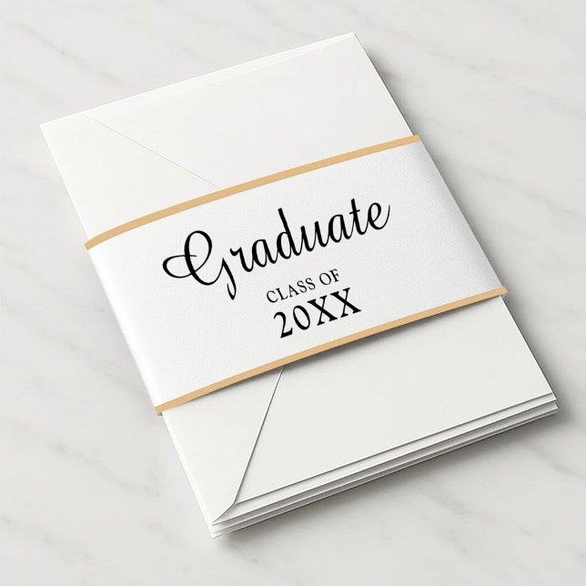Classic Gold Border Script Calligaphy Law Grad Invitation Belly Band (Creator Uploaded)