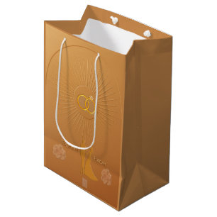 Classic Gold & Bronze Wedding Announcement Medium Gift Bag