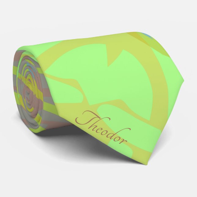 Classic Gold Butterfly Pistachio Violet Background Tie (Rolled)