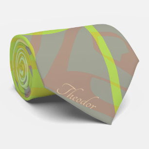 Classic Gold Butterfly Pistachio Violet Pattern Tie