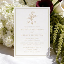 Classic Gold Calla Lily Monogram Wedding