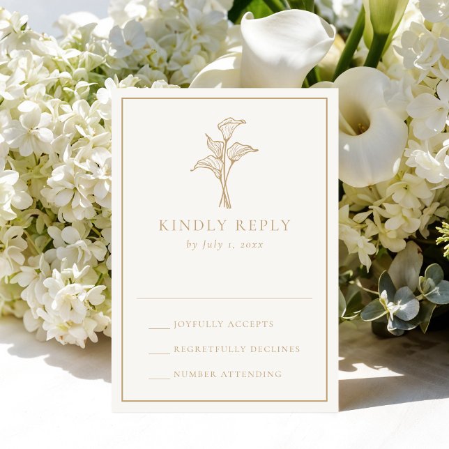 Classic Gold Calla Lily Wedding RSVP Card (Creator Uploaded)