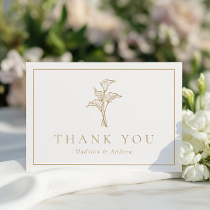 Classic Gold Calla Lily Wedding Thank You Card