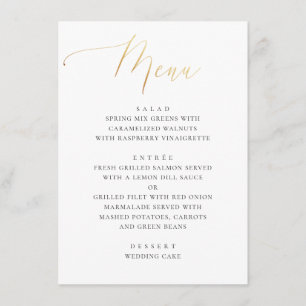 Classic Gold Calligraphy Elegant Formal Wedding Menu