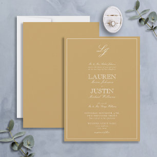 Classic Gold Calligraphy Script Monogram Wedding Invitation