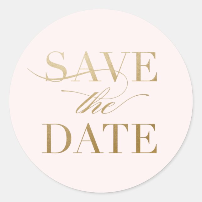 Classic Gold Calligraphy Wedding Save the Date Classic Round Sticker (Front)