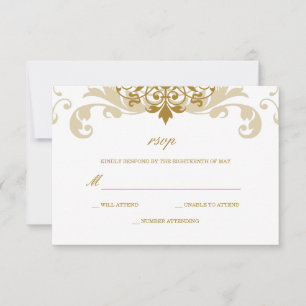 Classic Gold Colour Elegant Ironworks Wedding RSVP Card