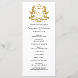 Classic Gold Crest Wedding Program Programme