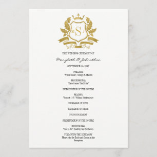 Classic Gold Crest Wedding Program Programme