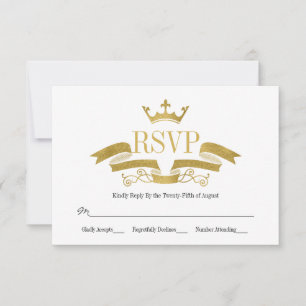 Classic Gold Crest Wedding RSVP Card