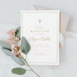 Classic gold cross baptism invitation<br><div class="desc">A sweet baptism invitation featuring a beautiful gold glitter frame and cross detail classic editable baptism text.</div>