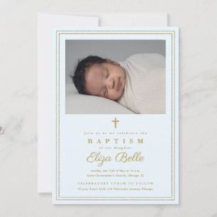 Classic Gold Cross Religious Baptism & Christening Invitation