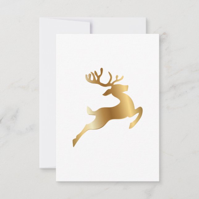 Classic Gold Deer Christmas Card (Front)