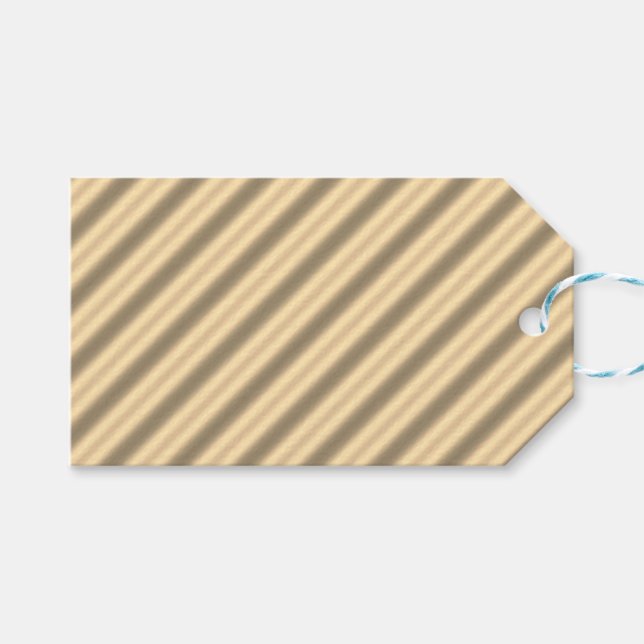 Classic Gold Diagonal Stripe Gift Tag (Front (Horizontal))