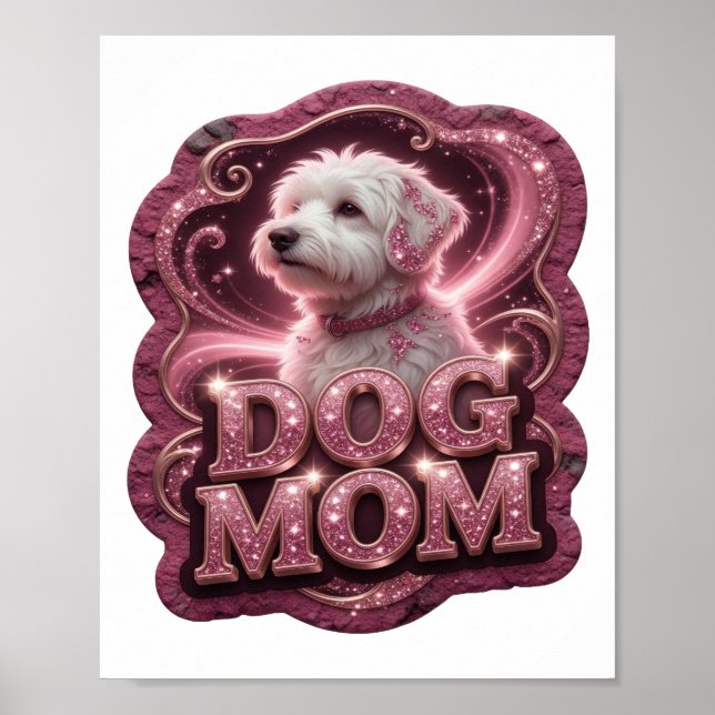 Classic Gold DOG MOM Text Design Poster (Front)