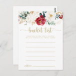 Classic Gold Floral Bucket List Cards<br><div class="desc">These classic gold floral bucket list cards are the perfect activity for a rustic wedding reception or bridal shower. The design features watercolor white, burgundy and gold flowers and berries with green foliage arranged into elegant bouquets. Change the wording to suit any life event. Bucket list sign is sold separately....</div>