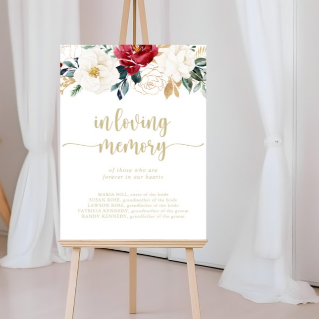 Classic Gold Floral In Loving Memory Sign (Creator Uploaded)