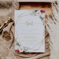 Classic Gold Floral It's A Girl Baby Shower 