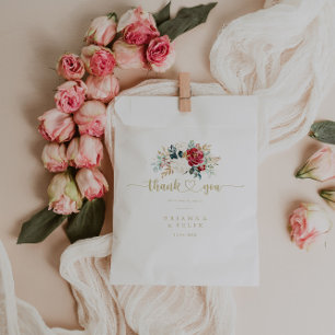 Classic Gold Floral Thank You Wedding   Favour Bags