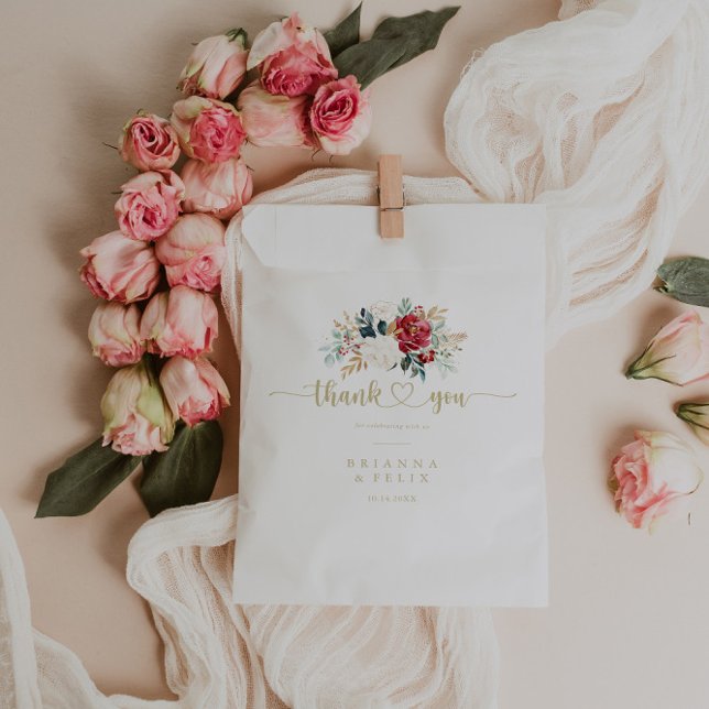 Classic Gold Floral Thank You Wedding   Favour Bags (Creator Uploaded)