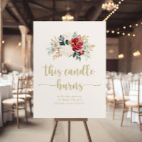 Classic Gold Floral This Candle Burns Sign