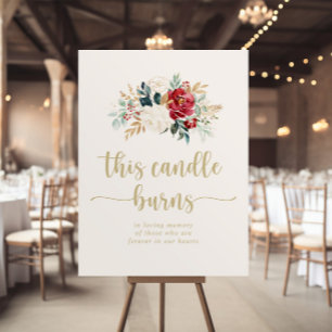 Classic Gold Floral This Candle Burns Sign