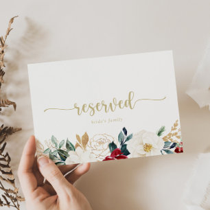 Classic Gold Floral Wedding Reserved Sign