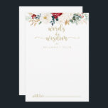 Classic Gold Floral Wedding Words of Wisdom   Advice Card<br><div class="desc">This classic gold floral wedding words of wisdom advice card is perfect for a rustic wedding. The design features watercolor white, burgundy and gold flowers and berries with green foliage arranged into elegant bouquets. These cards are perfect for a wedding, bridal shower, baby shower, graduation party & more. Personalise the...</div>