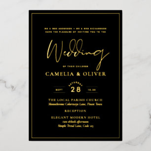 Classic GOLD FOIL Black Elegant Classic Wedding F
