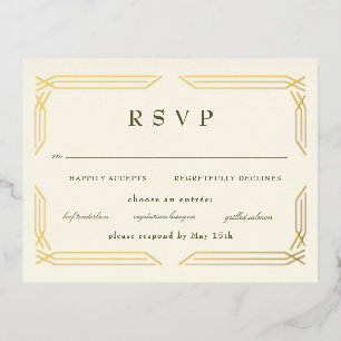 Classic Gold Foil Byzantine RSVP Foil Invitation Postcard
