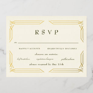 Classic Gold Foil Byzantine RSVP Invitation Postcard