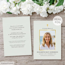 Classic Gold Foil Celebration of Life Pastel Green