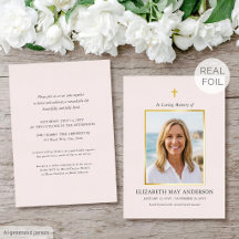 Classic Gold Foil Celebration of Life Pastel Pink