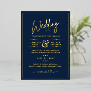 Classic GOLD FOIL Navy Elegant Classic Wedding