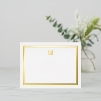 Classic Gold Foil Serif Initials Notecard