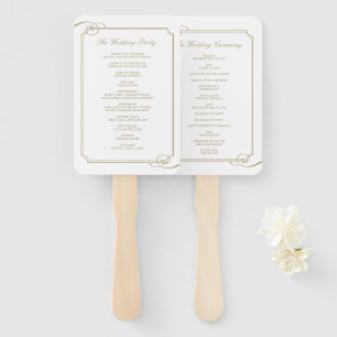 Classic Gold Frame Luxury Wedding Program Hand Fan