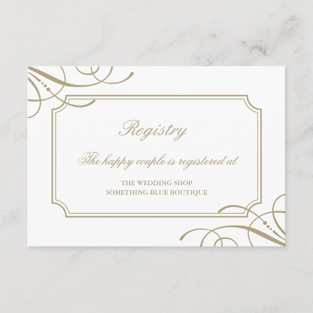 Classic Gold Frame Luxury Wedding Registry Enclosure Card (Front)