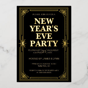 Classic Gold Frame New Year’s Eve Party Invitation