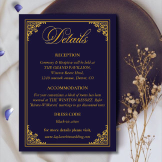 Classic Gold Frame Royal Wedding Details Enclosure Card