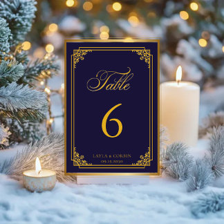 Classic Gold Frame Royal Wedding Table Number