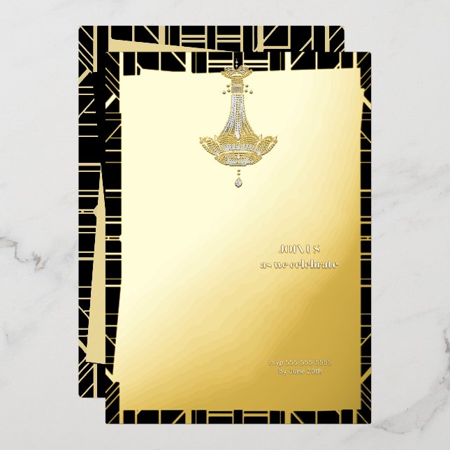 Classic GOLD Gatsby Flapper Bridal Shower (Front/Back)