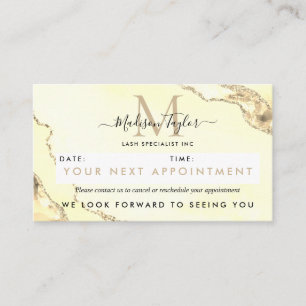 Classic Gold Glitter Agate Marble Monogram Cute Appointment Card