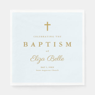 Classic Gold Glitter Cross Baptism Napkin
