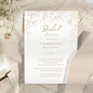 Classic Gold Greenery Bridal Shower Invitation