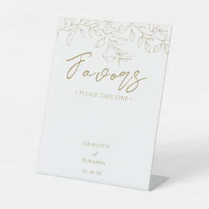 Classic Gold Greenery Wedding Favours Pedestal Sign
