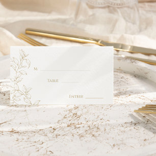 Classic Gold Greenery Wedding Flat Place Card